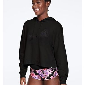 PINK Black Mesh Pullover Hoodie